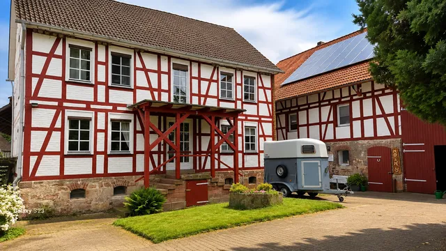 Historisches Fachwerk-Ensemble des Ferienhauses Am Brunnen in Melgershausen